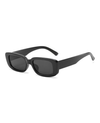 Dollger Rectangle Sunglasses for Women Trendy 90s Retro Sunglasses Square Frame Black Sunglasses