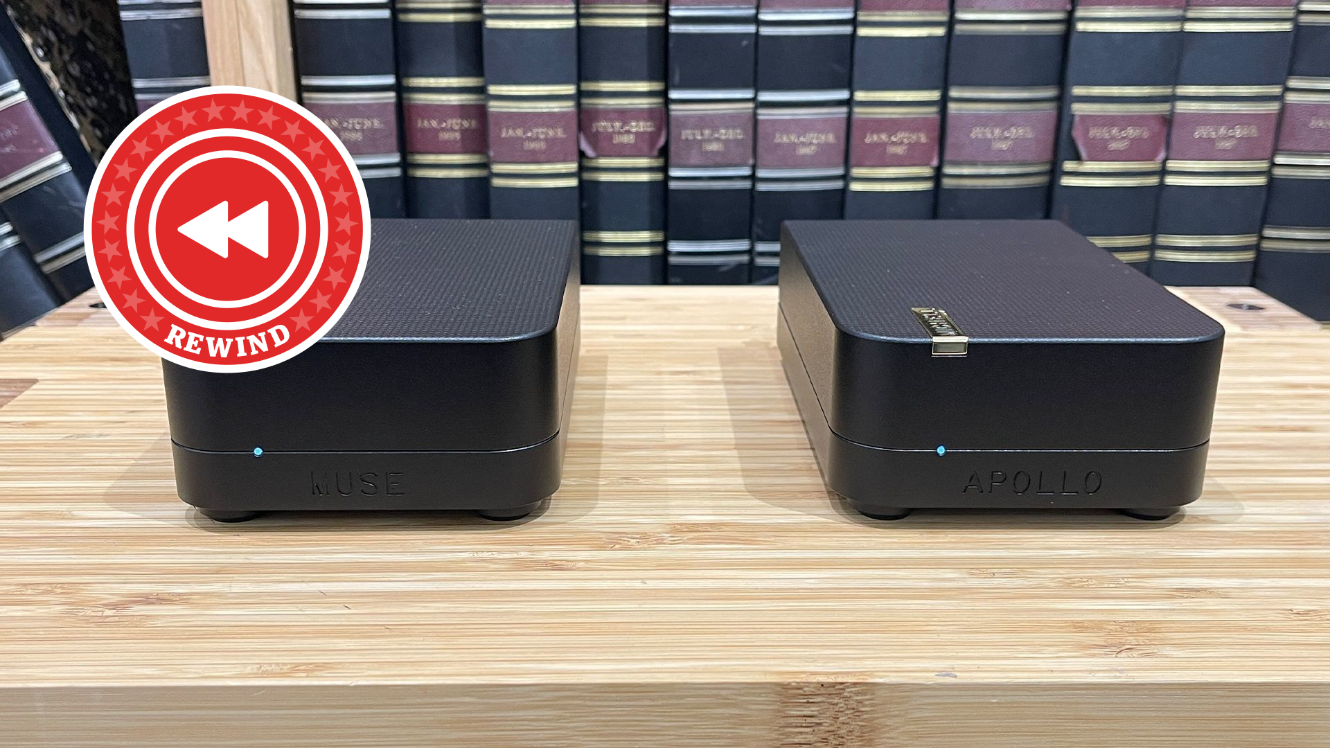 Michell Apollo on desk with Rewind logo