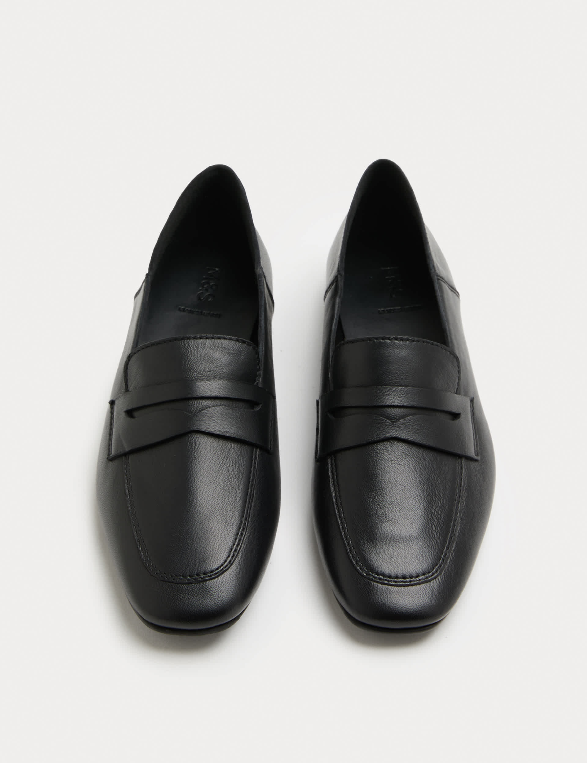 Leather flat chisel-toe loafers