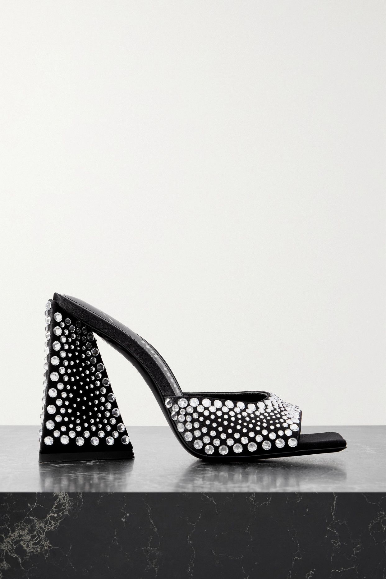 Devon crystal-embellished satin mules
