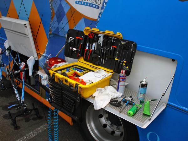 Tools of the trade for team mechanic Inaki Goiburu.