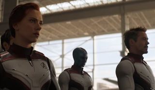 Avengers: Endgame Black Widow Nebula and Tony Stark walking in the new suit