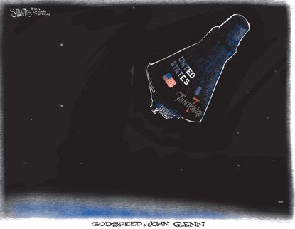 Editorial cartoon U.S. John Glenn death
