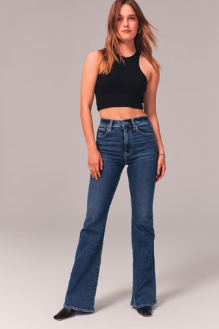 '70s Fashion Trends 2023 | Abercrombie & Fitch Ultra High Rise Stretch Flare Jean