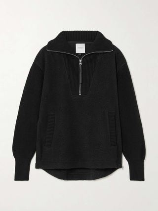 Theresa Ribbed-Knit and Fleece Half-Zip Sweatshirt