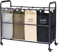 Tajsoon 4 Bag Laundry Sorter Cart | Was $59.99, now $47.99 at Amazon