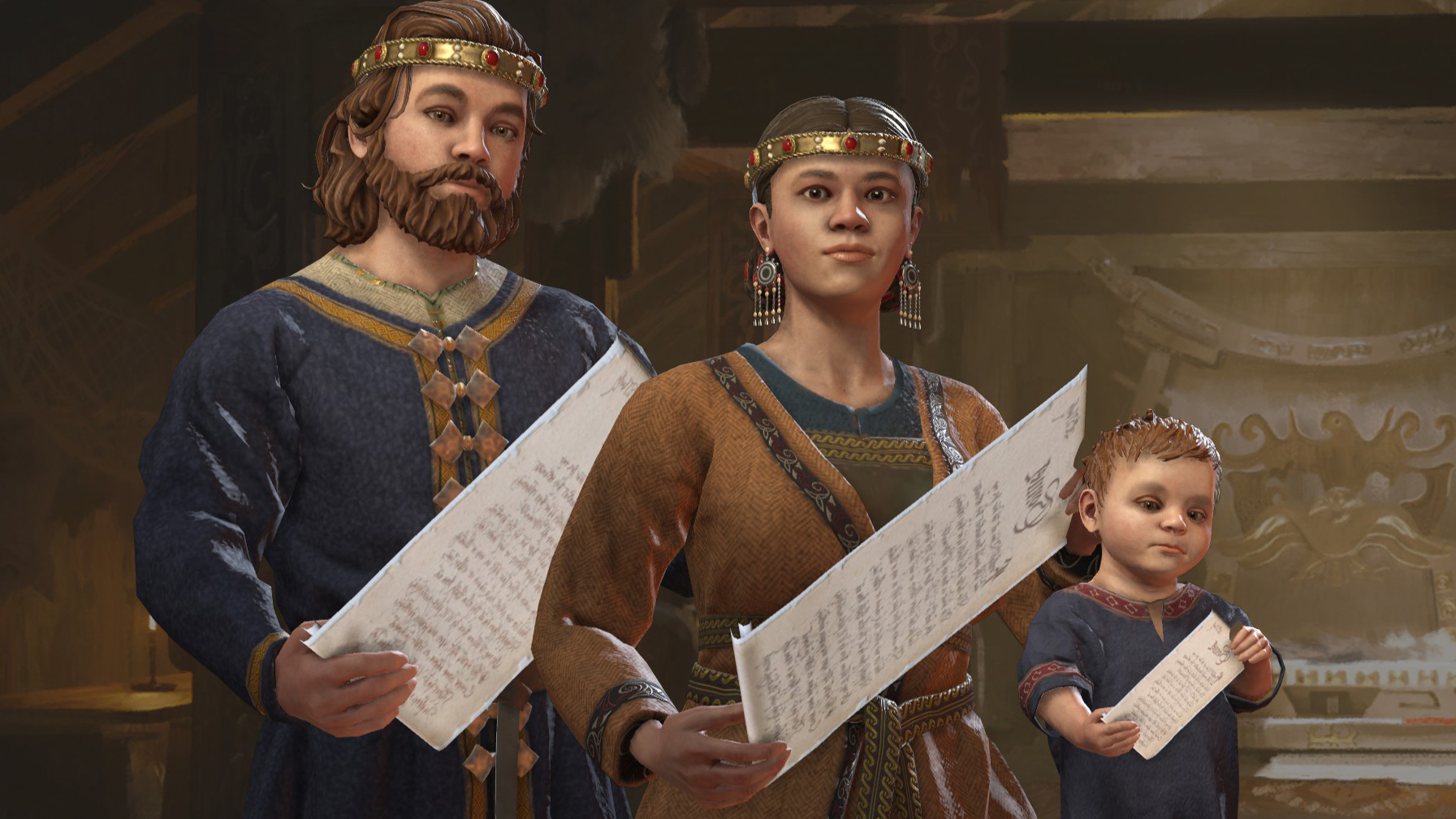 A family with varied haircuts in Crusader Kings 3 mod, Barbershop for Everyone