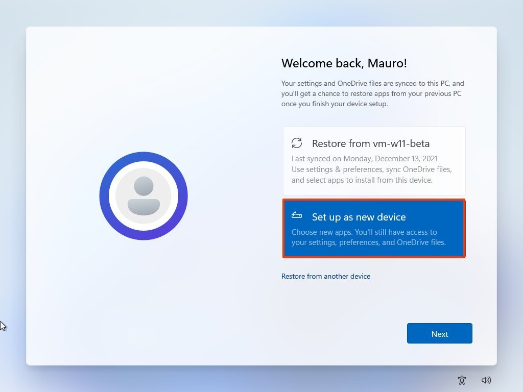 Set up as new device
