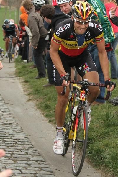 Tom Boonen (Quick Step) looked good but left his move too late.