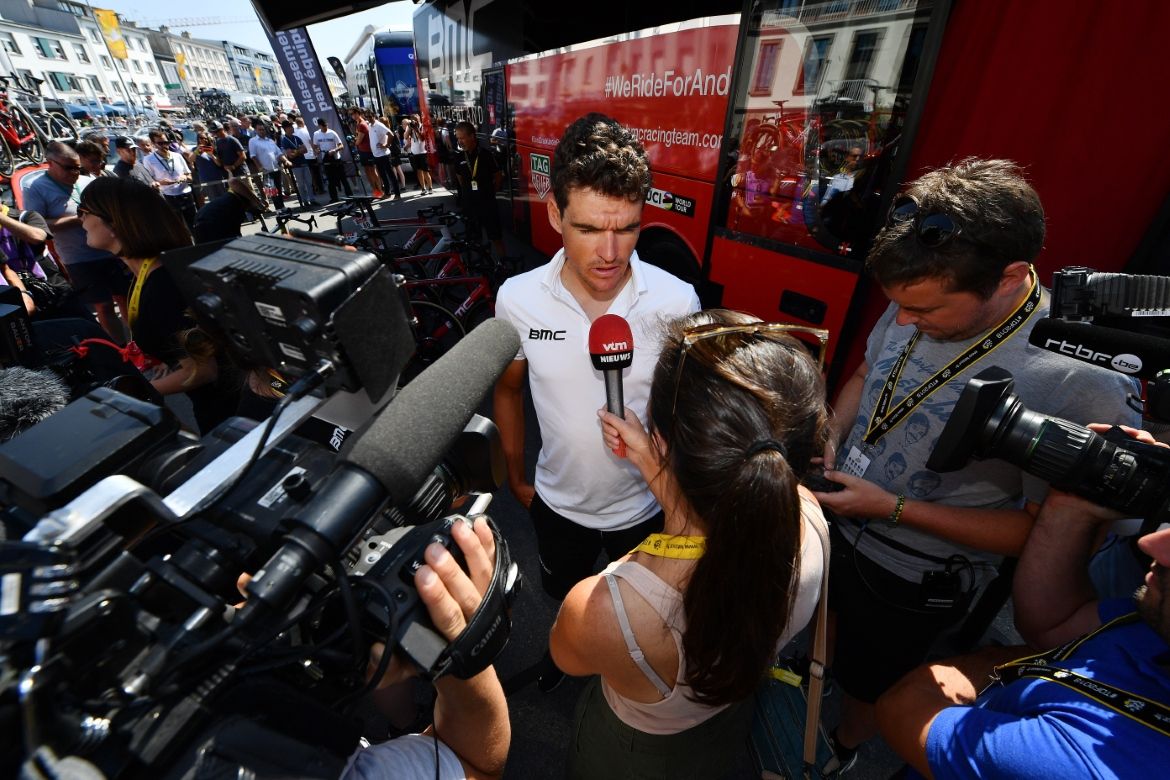 Greg Van Avermaet gives an interview