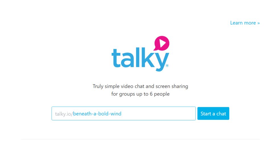 Website screenshot of Talky (September, 2025)