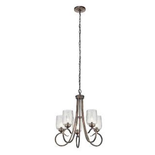 A gray hanging chandelier