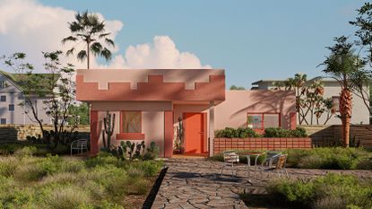 Office of: Office house exterior in red and terracotta tones