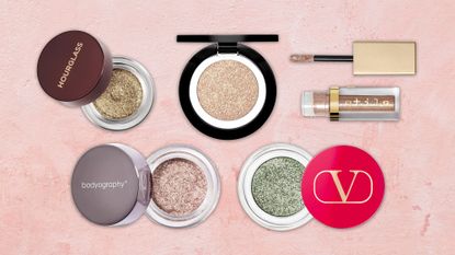 assortment of the best glitter eyeshadows including hourglass and stila
