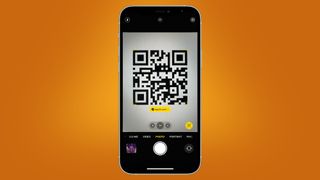 QR code interface on iPhone