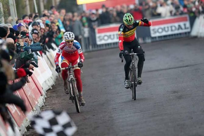 Nys shows his frustration after pulling a foot out from a pedal in the sprint finish