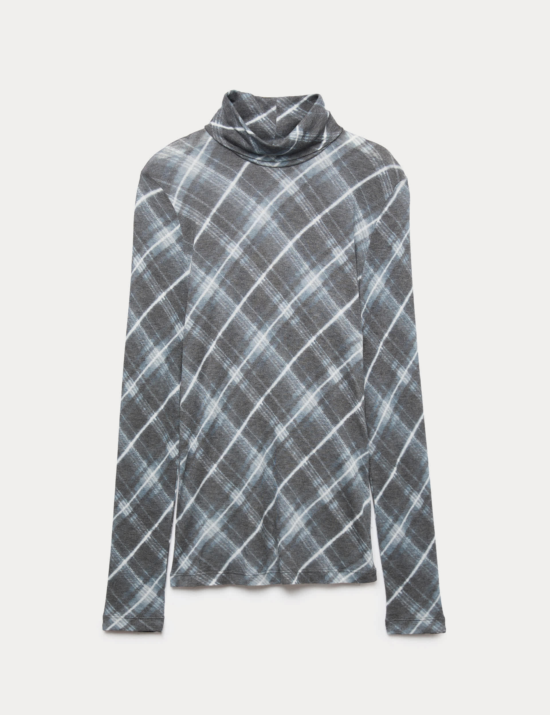 Funnel Neck Long Sleeve Slim Fit Top With Wool