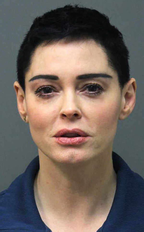Rose McGowan mugshot courtesy Loudoun County Sheriff's Office