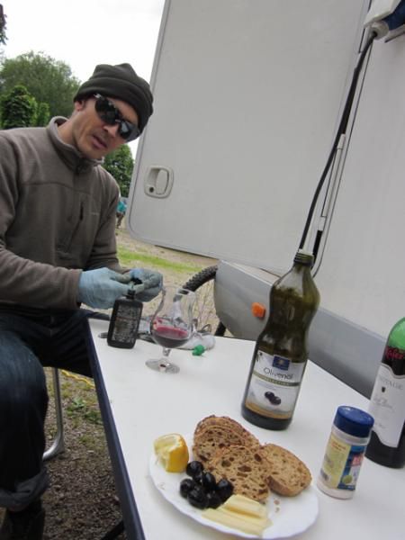 A typical evening working out of the RV.