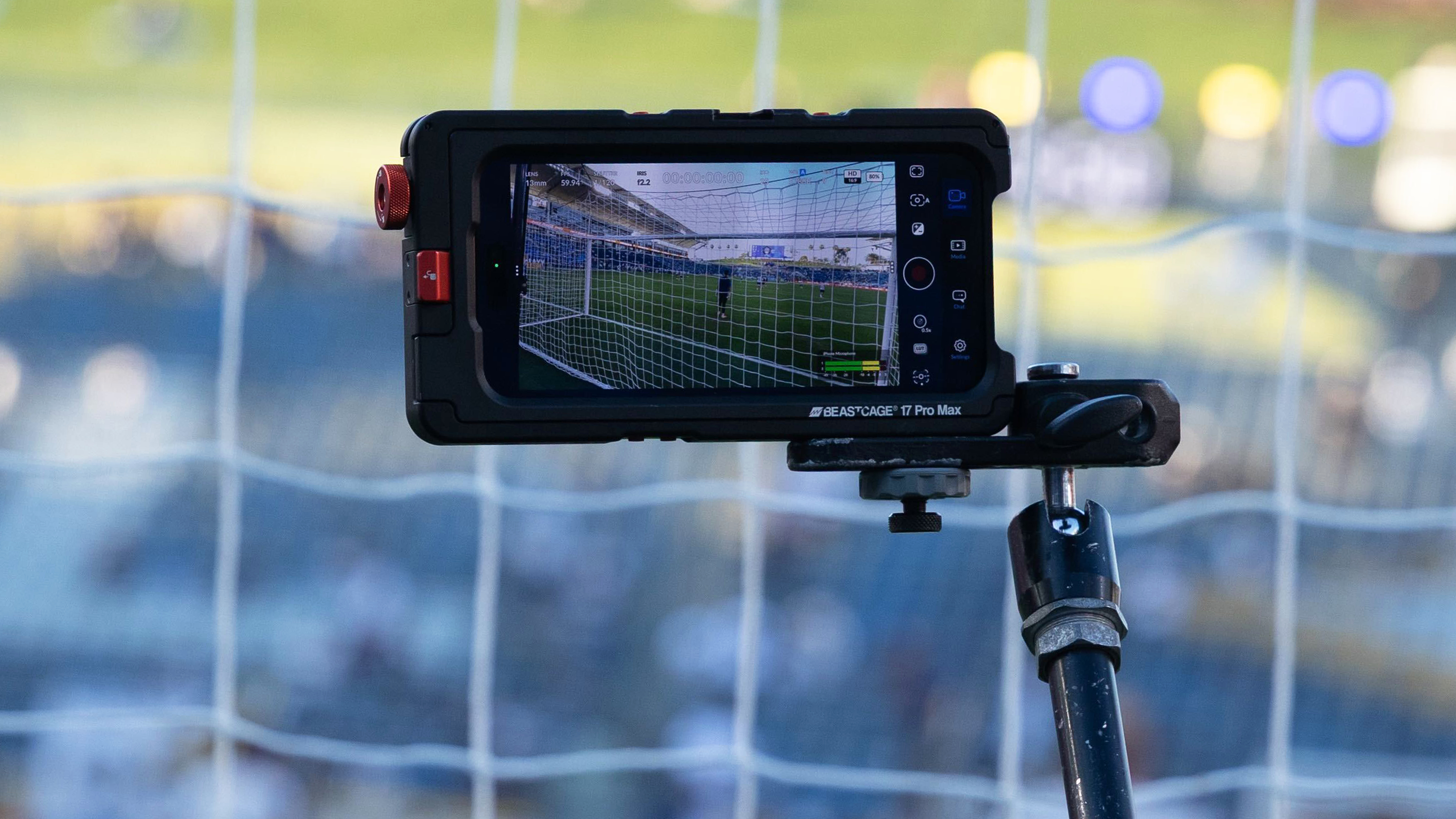 iPhone 17 Pro Max at an MLS Game for the Apple TV broadcast