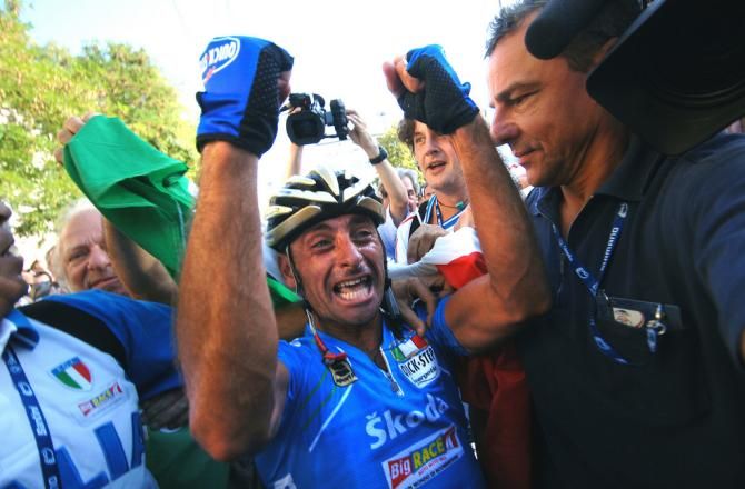 Paolo Bettini (Italy) is pumped to have won the 2006 Worlds