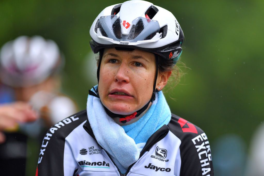 EIBAR SPAIN MAY 16 Amanda Spratt of Australia and Team BikeExchange at arrival during the 3rd Gran Premio Ciudad De Eibar 2021 a 1172km race from Eibar to Arrate Alto Usartza 581m III Eibarko Hiria sari nagusia CiudaddeEibar21 CCEibarres on May 16 2021 in Eibar Spain Photo by Luc ClaessenGetty Images