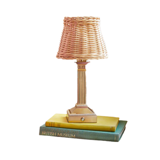 woven rattan cordless table lamp