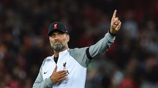 Liverpool manager Jurgen Klopp salutes the Anfield crowd