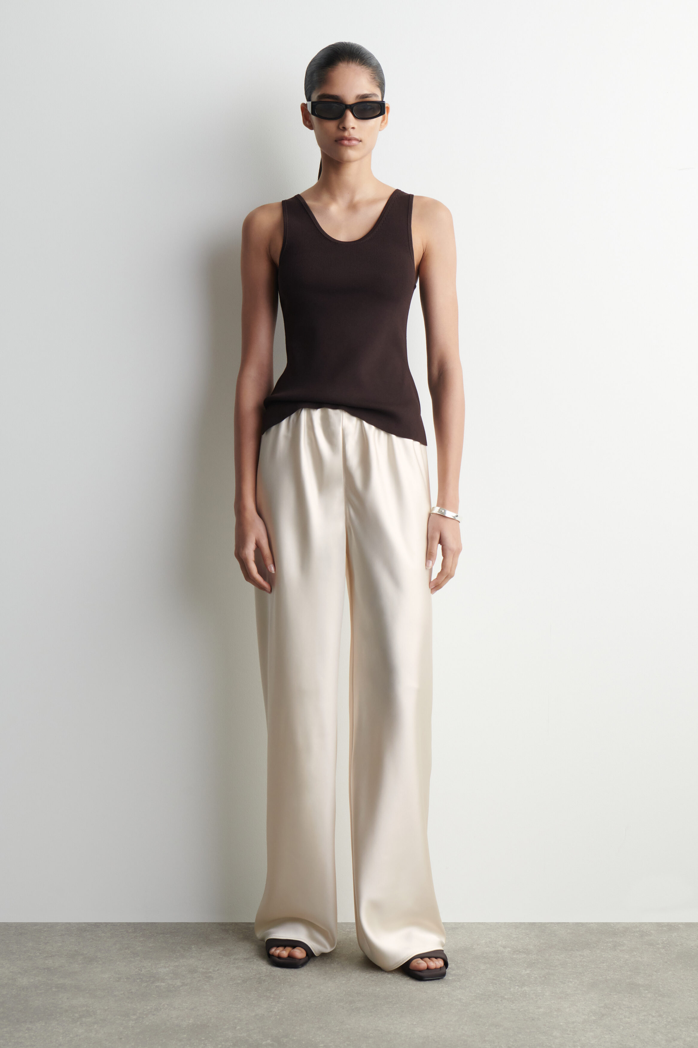 Satin Wide-Leg Trousers