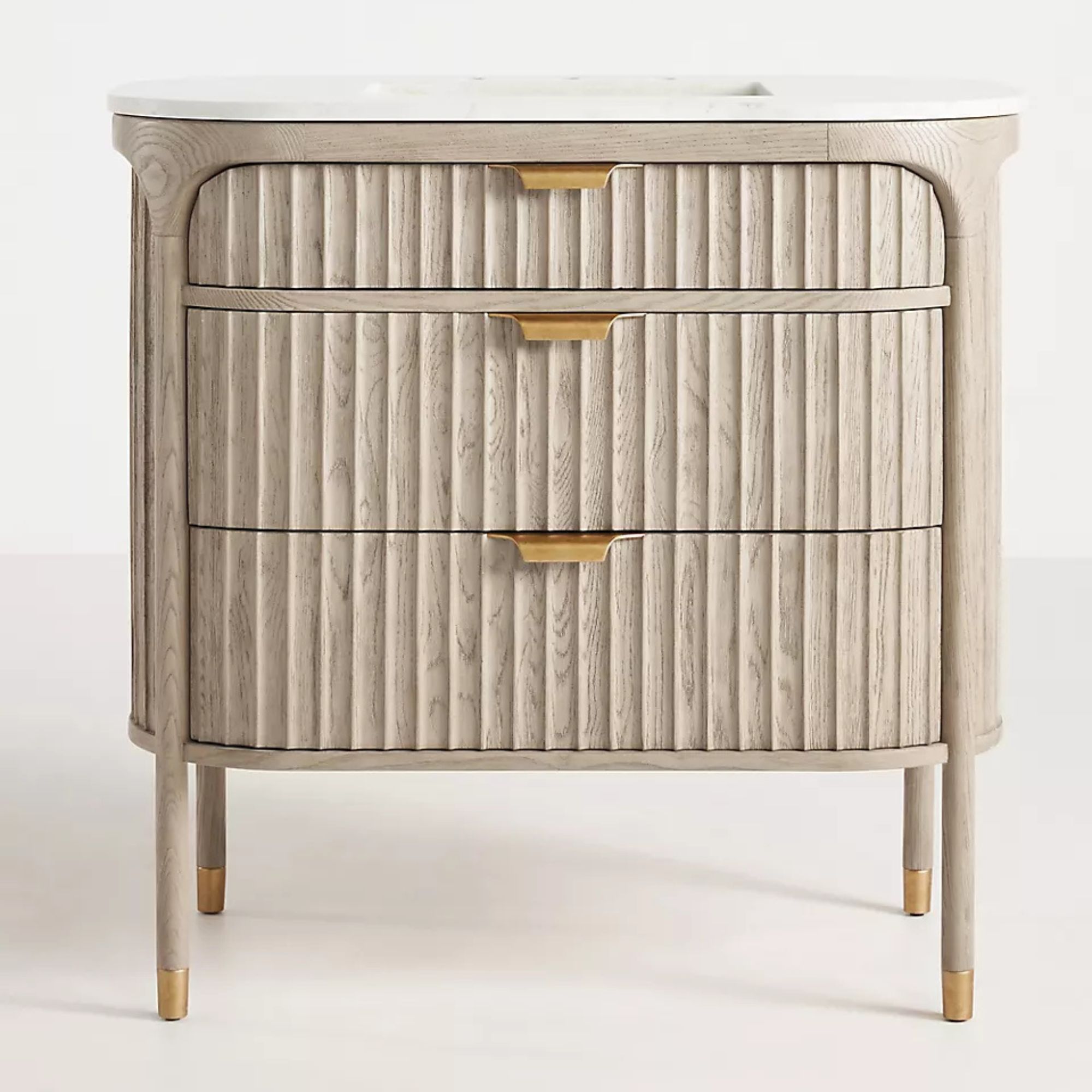 The Isla Marble-Top Fluted-Wood Single-Bathroom Vanity