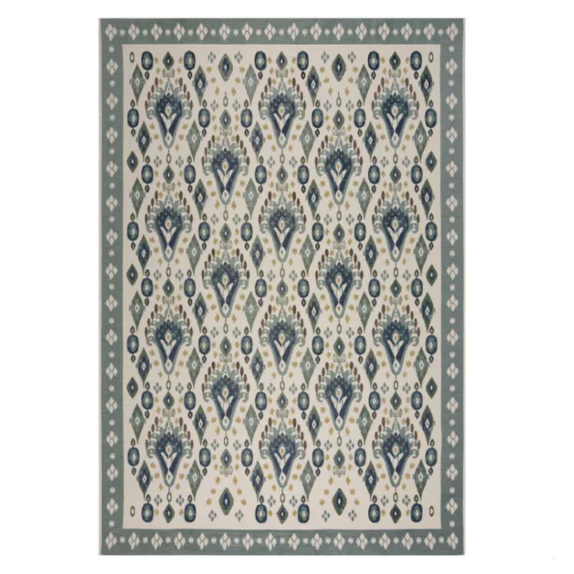 Indoor outdoor blue and white rug