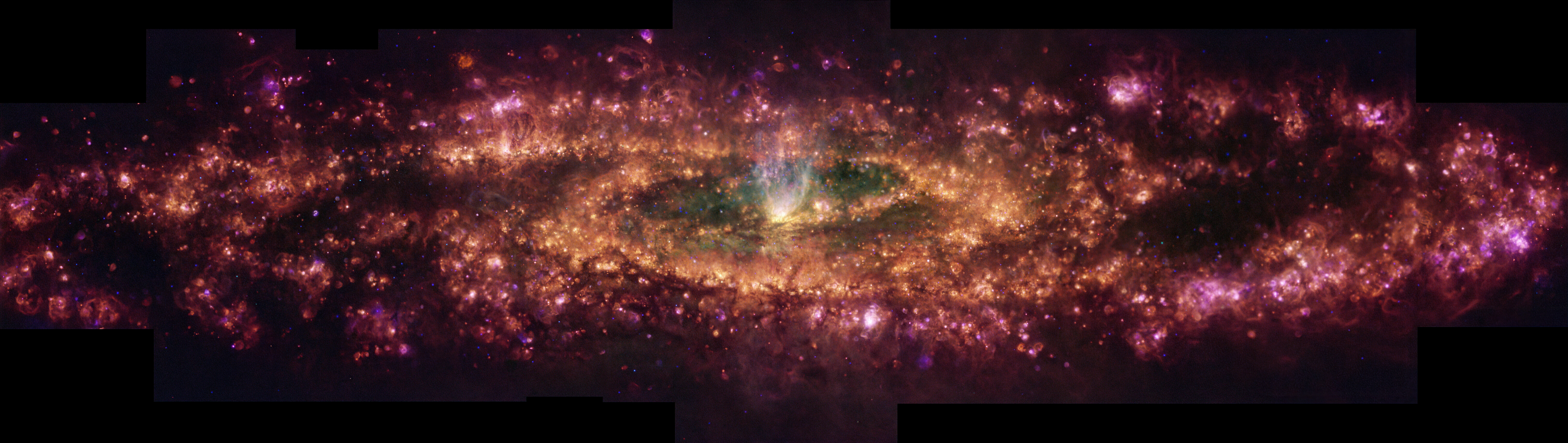 A bright purple and yellow swirl against a black background