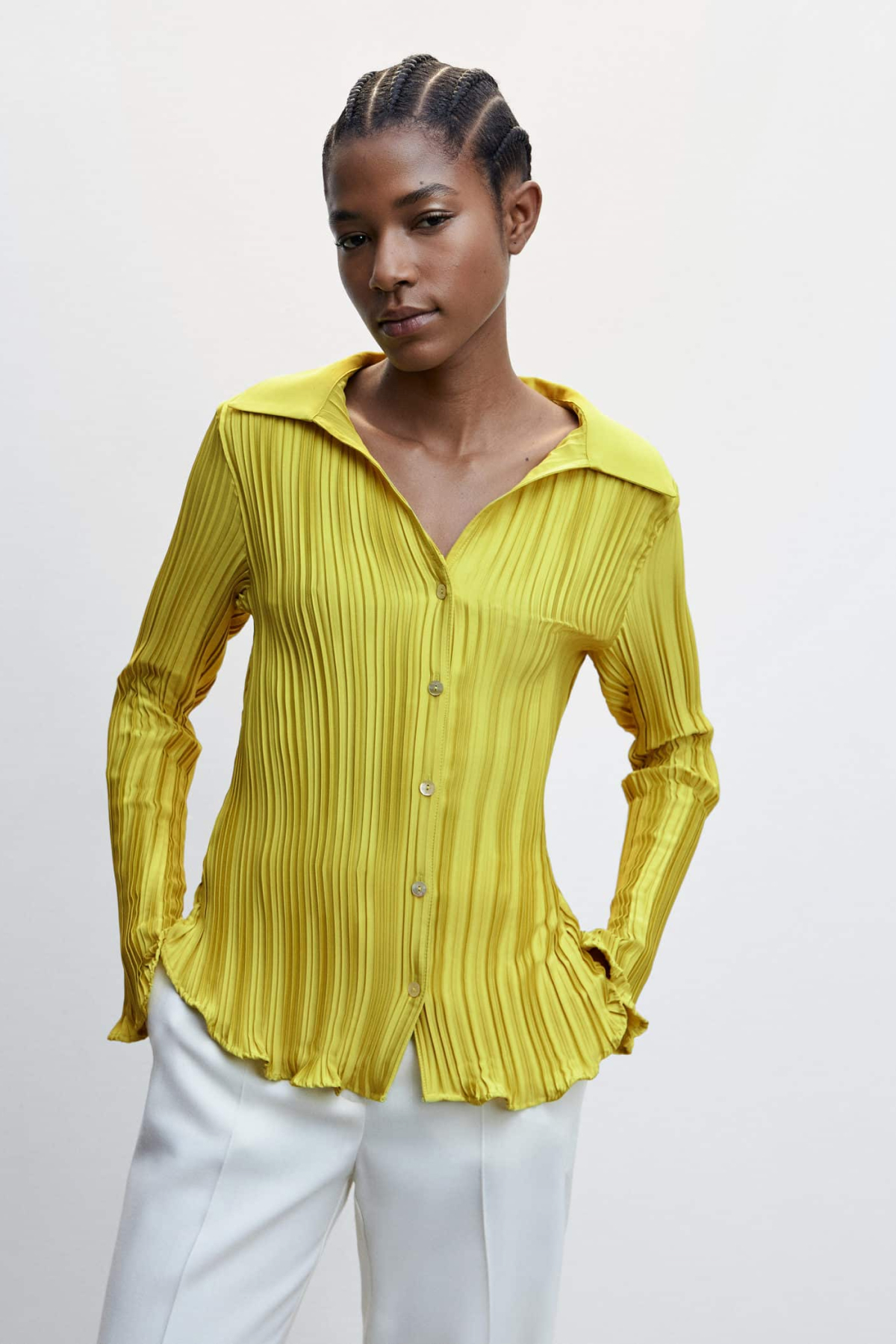 Mango Printed Shirred Shirt