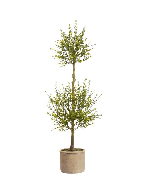 Artificial Myrtle Leaf Topiary Plant in Cement Pot