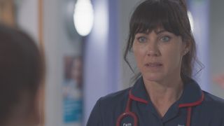Casualty's Faith Cadogan's world comes crashing down when Stevie finds her drugs.