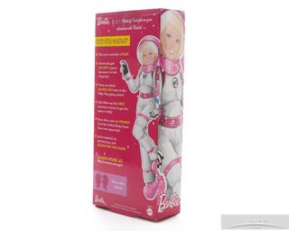 The back of the Mars Explorer Barbie box lists fun facts about space. Image released Aug. 5, 2013.