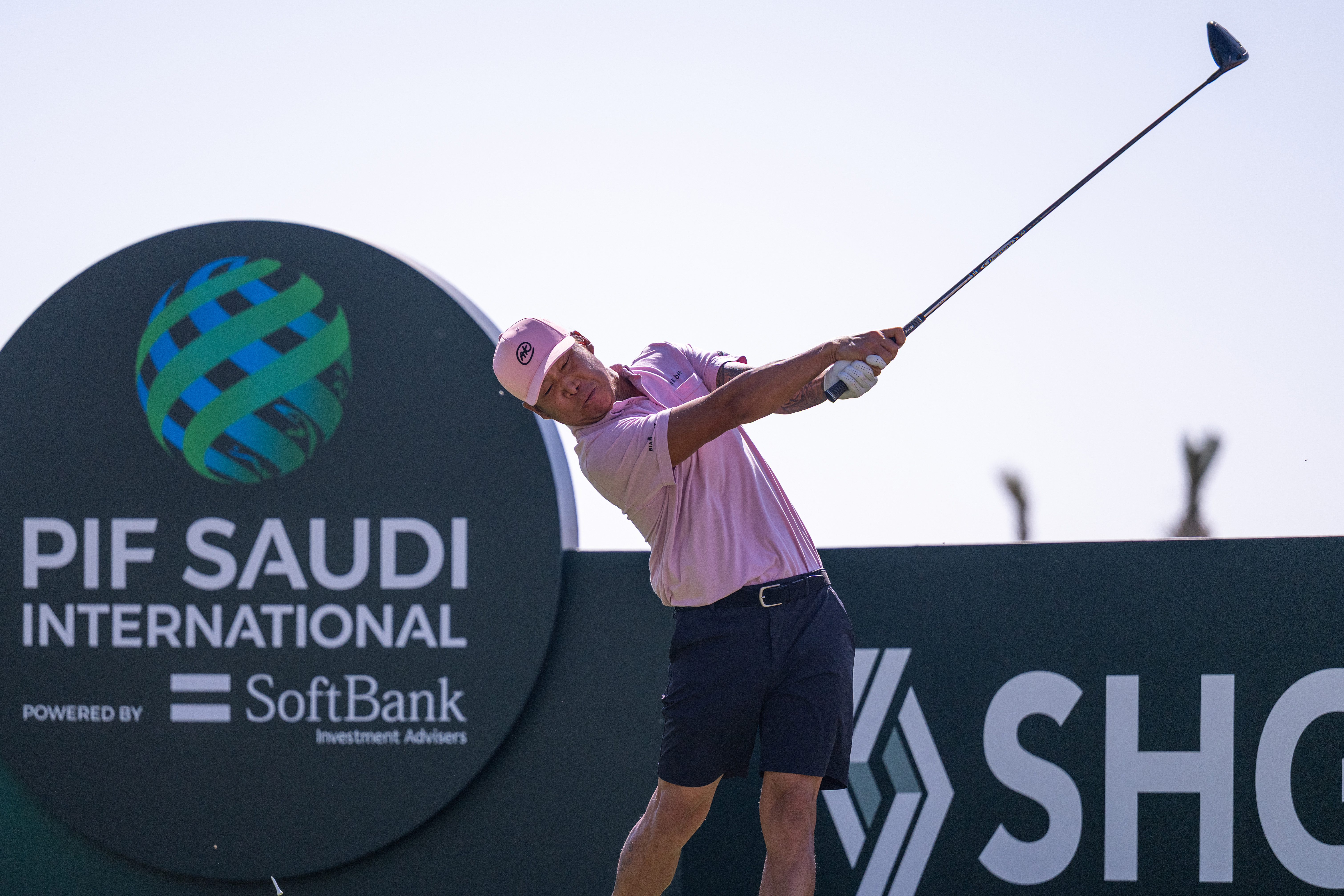 Anthony Kim hits a driver off the tee