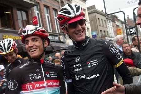 Matthew Busche and Andy Schleck at the start