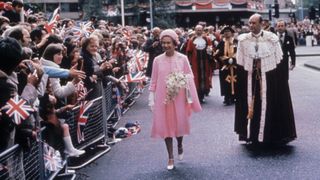 Queen Elizabeth II greeting crowds