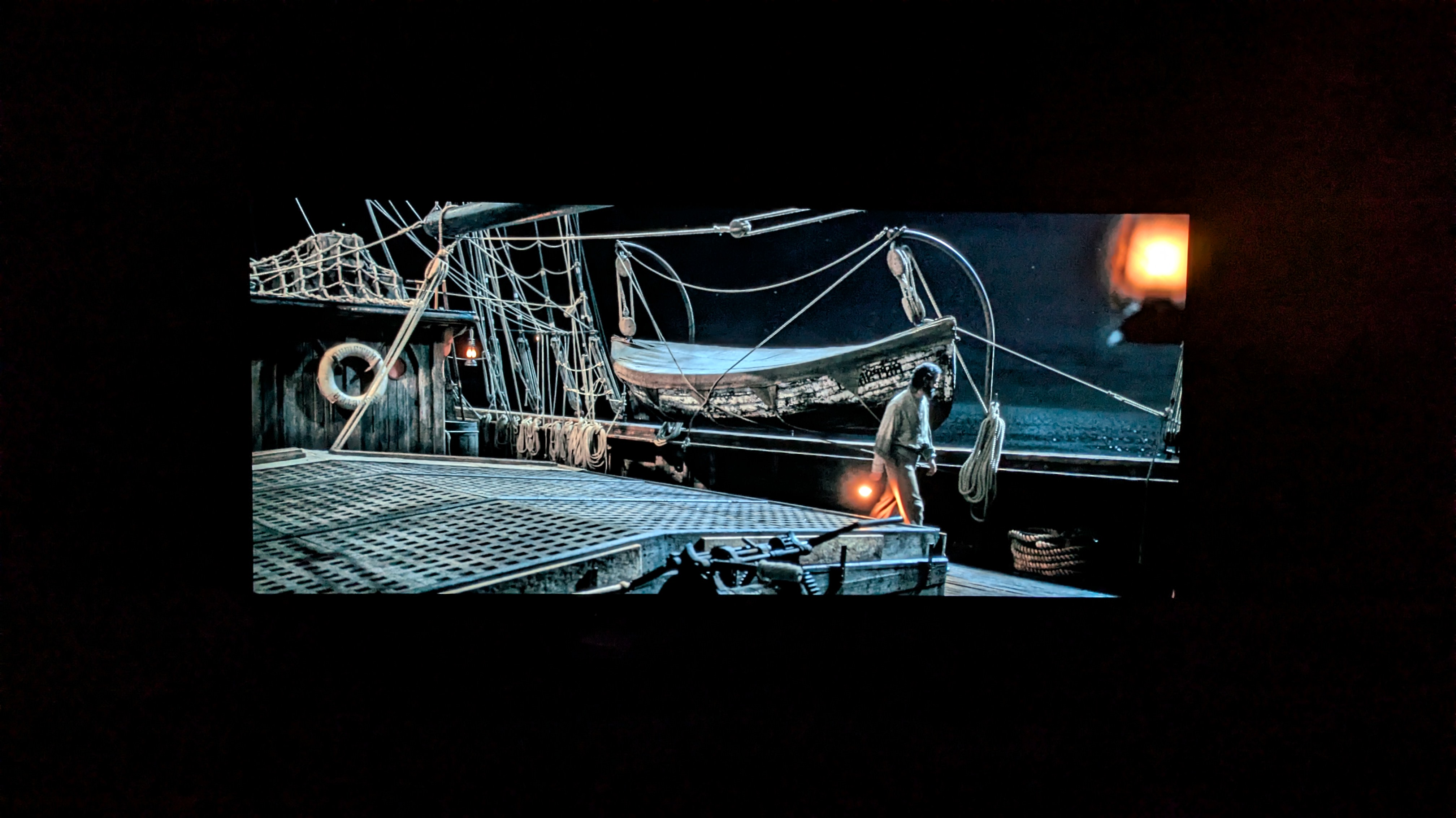 a shot of a man on deck from the last voyage of the demeter on LG G5 in Dolby Vision Cinema Home mode in a pitch black room