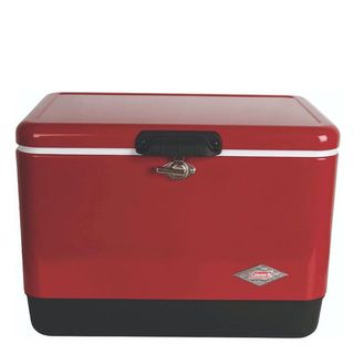 Coleman steel-belted cooler in Red