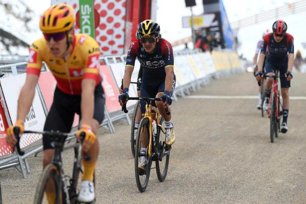 BO TALL SPAIN MARCH 24 Richard Carapaz of Ecuador and Team INEOS Grenadiers crosses the finish line during the 101st Volta Ciclista a Catalunya 2022 Stage 4 a 1665km stage from La Seu dUrgell to Bo Tall 2015m VoltaCatalunya101 WorldTour on March 24 2022 in Bo Tall Spain Photo by David RamosGetty Images