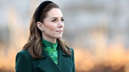Catherine, Duchess of Cambridge attends a commemorative wreath laying ceremony with Prince William, Duke of Cambridge in the Garden of Remembrance, at Aras an Uachtarain during day one of their visit to Ireland on March 03, 2020 in Dublin, Ireland. Kate Middleton dilemma Prince George's future