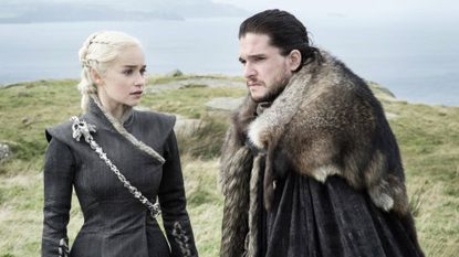 Emilia Clarke as Daenerys Targaryen and Kit Harington as Jon Snow in Game of Thrones