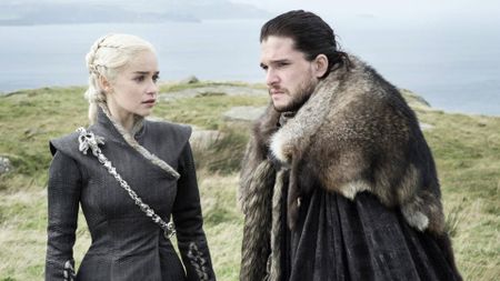 Emilia Clarke as Daenerys Targaryen and Kit Harington as Jon Snow in Game of Thrones