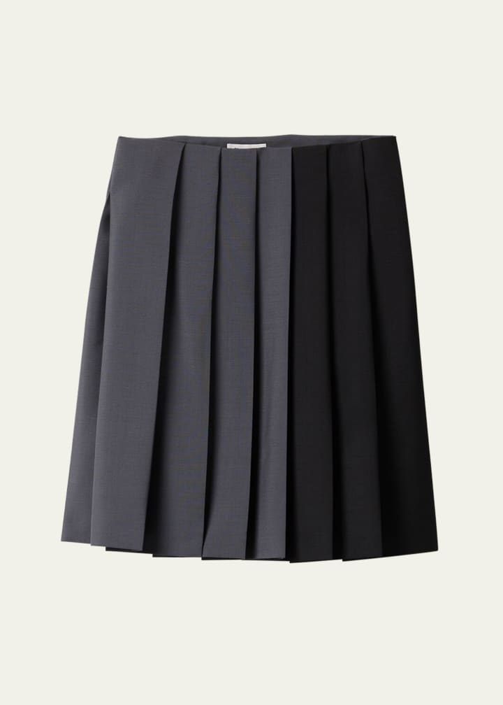 Colorblock Pleated Knee-Length Skirt