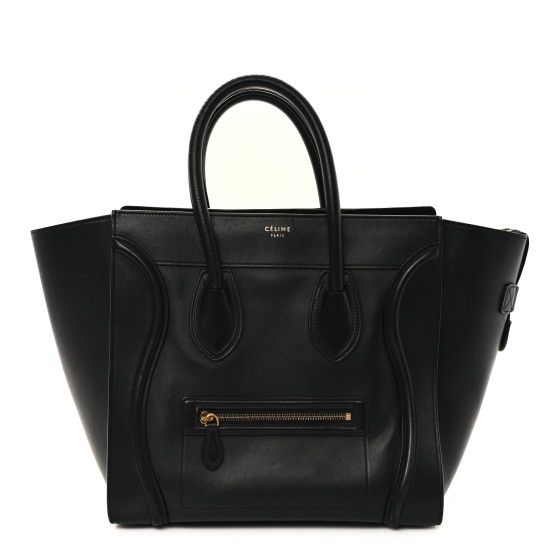 Celine Drummed Calfskin Mini Luggage Black