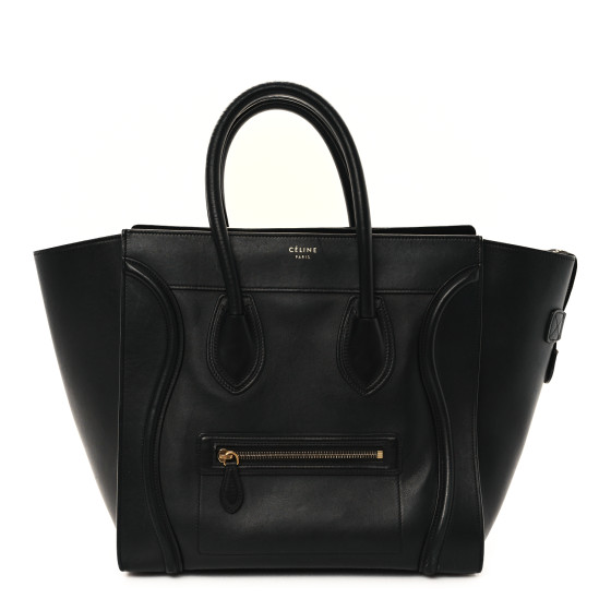 Celine Drummed Calfskin Mini Luggage Black