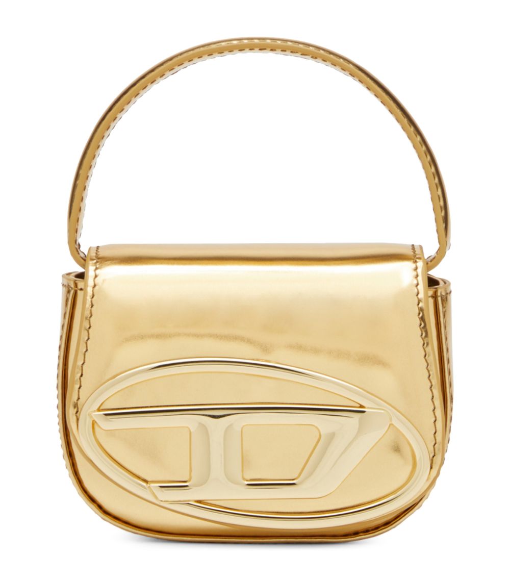 Diesel + Gold Logo Leather Shoulder Bag