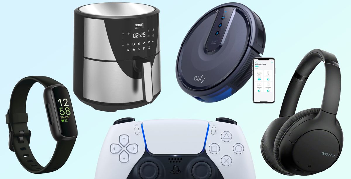 Fitbit Inspire 3, Bella Pro air fryer, Eufy 25C robot vacuum, Sony WH-CH710N headphones, Sony PS5 controller